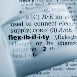 Picture of a dictionary with the word Flexibility explained.